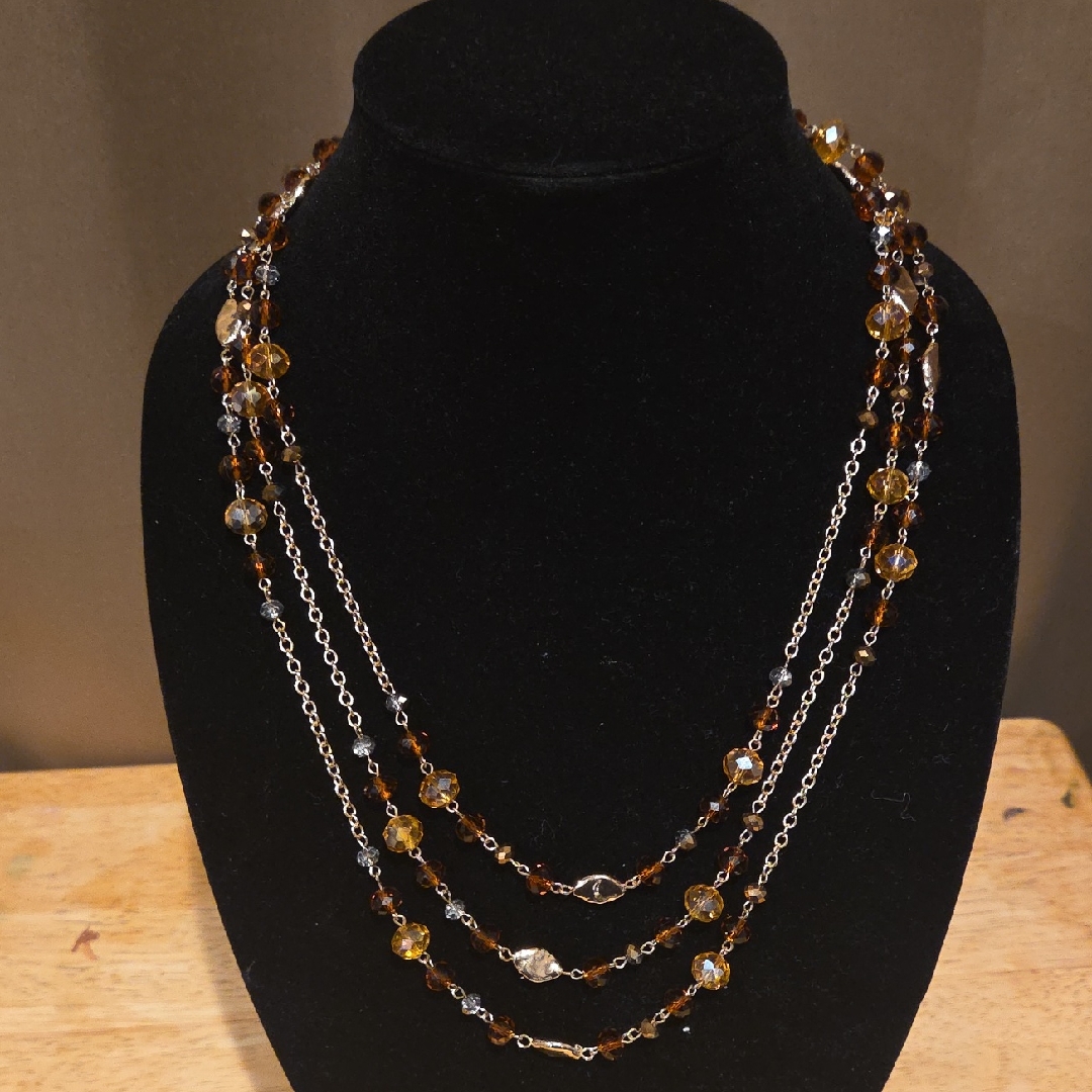 Style & Co. Brown And Gold Glass Beaded Necklace